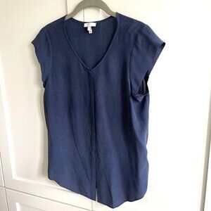 Joie Navy Button Front 100% Silk Blouse - Size Small
